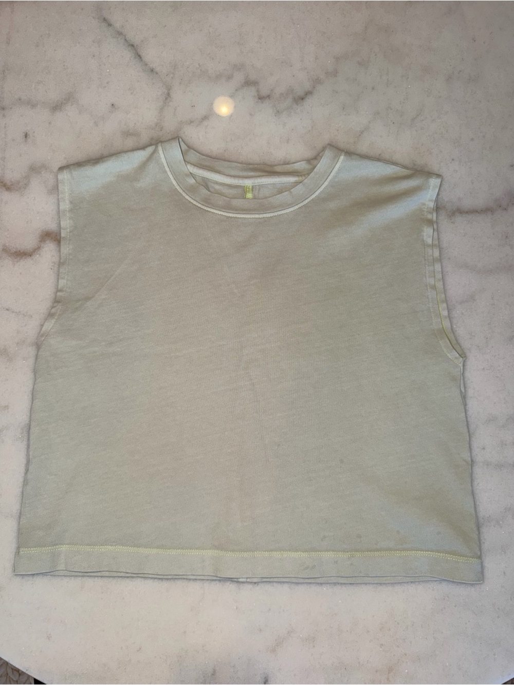 American Eagle Outfitters Pale Sage Tank with Neon Stitching